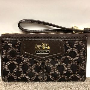 Brown Coach wristlet